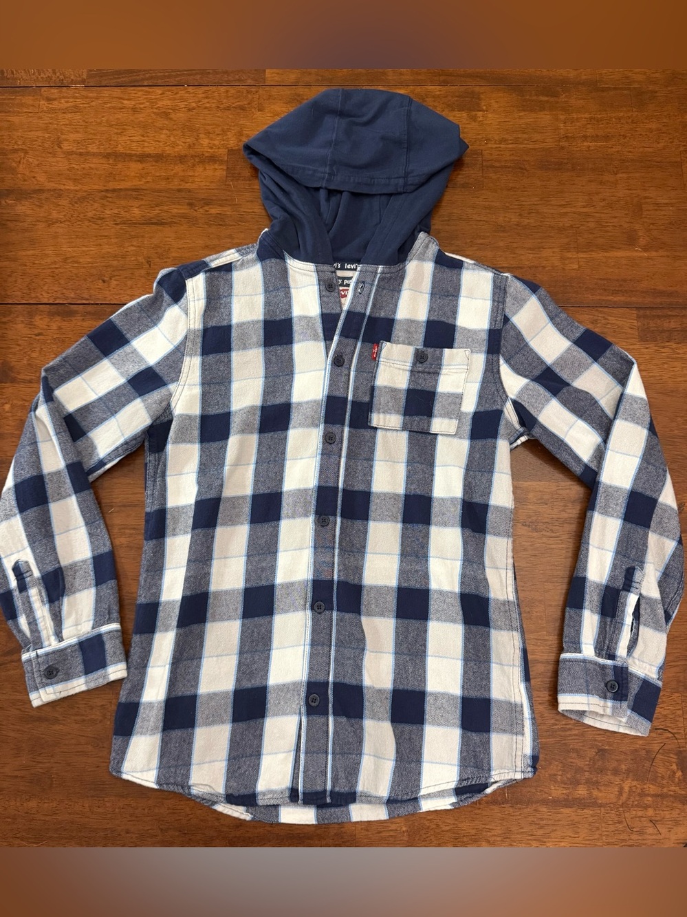 Levi's Boys Hooded Flannel Shirt Jacket - Size L (12-13 Years)